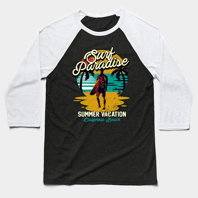 Surf Beach Summer Baseball T-Shirt by Unestore
